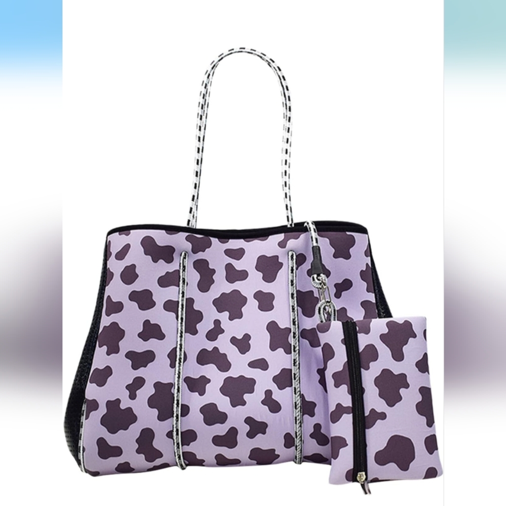 New KANC Neoprene Purple Cow Pattern Multipurpose Neoprene 2 Pc Set